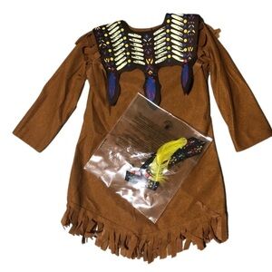 Indian Maiden Child Costume With Headband Sie 2-4 NEW